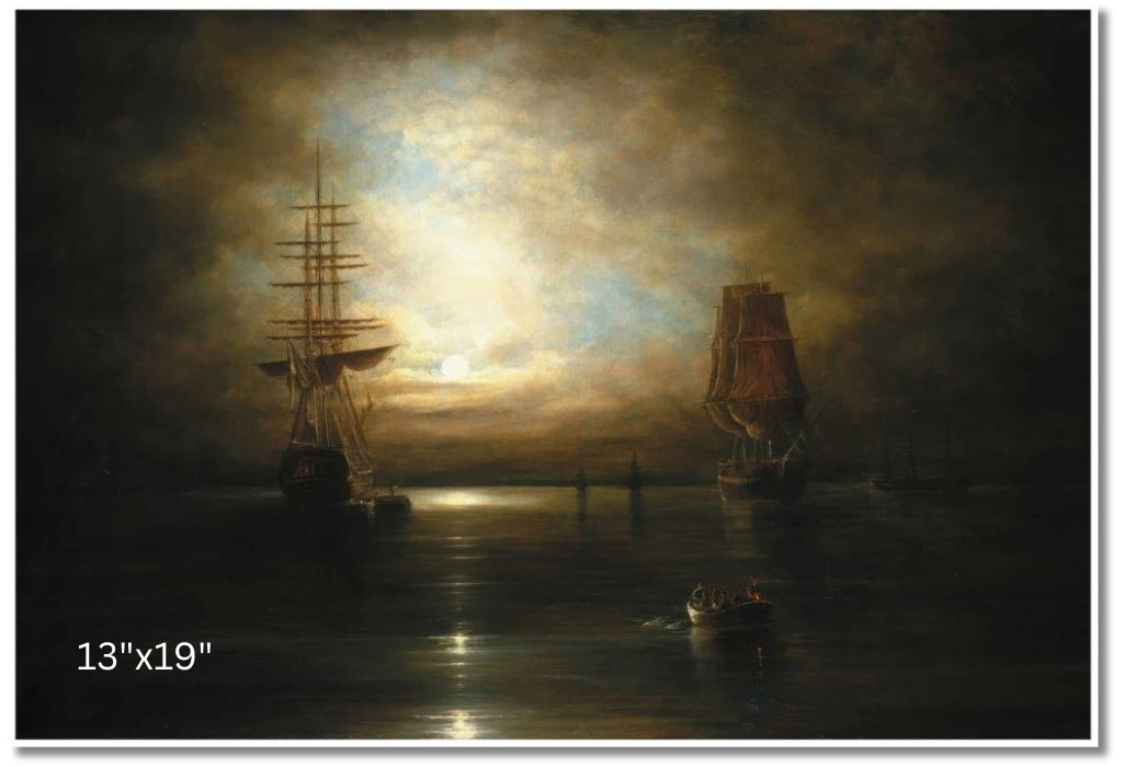 Moonlight, St. Lawrence | Cornelius Krieghoff | Oil On Canvas