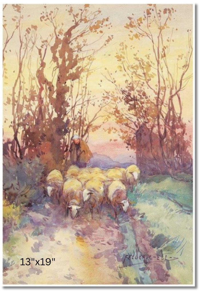 Taking The Flock Home | Frederick Charles Vipond Ede | Watercolour