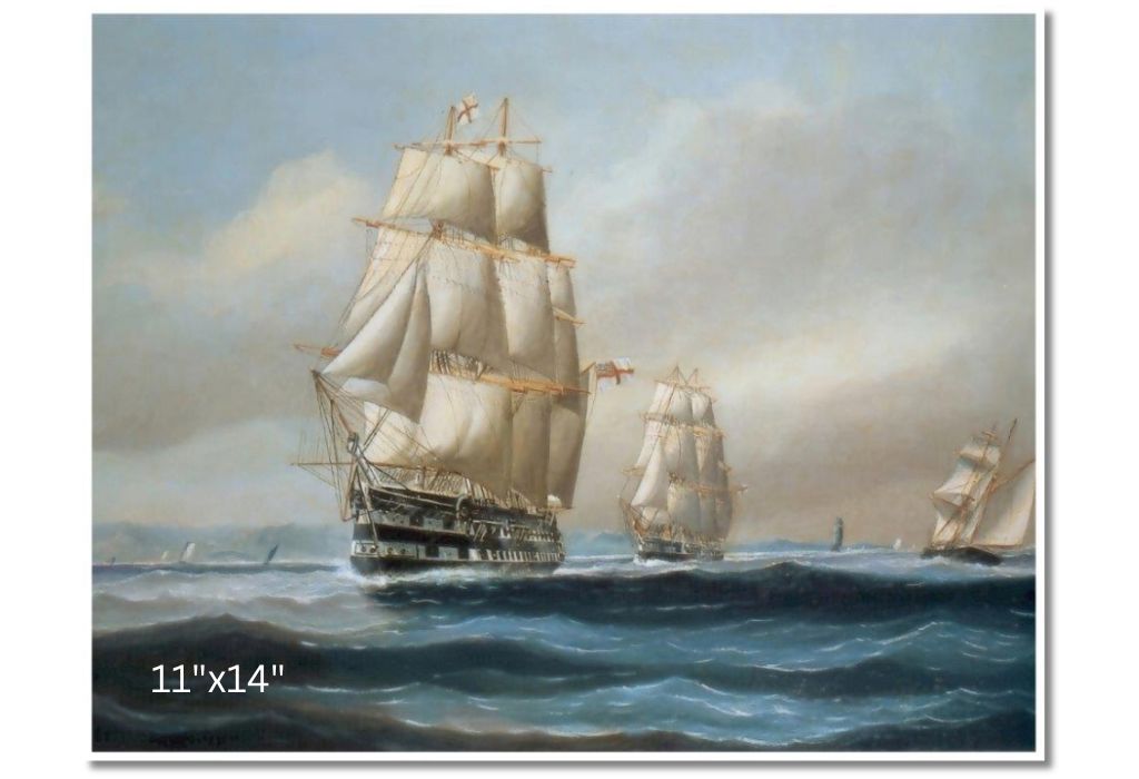 Flagship Wellesley And Squadron Leaving Halifax Harbour, 1850 | John O'Brien | Oil On Canvas