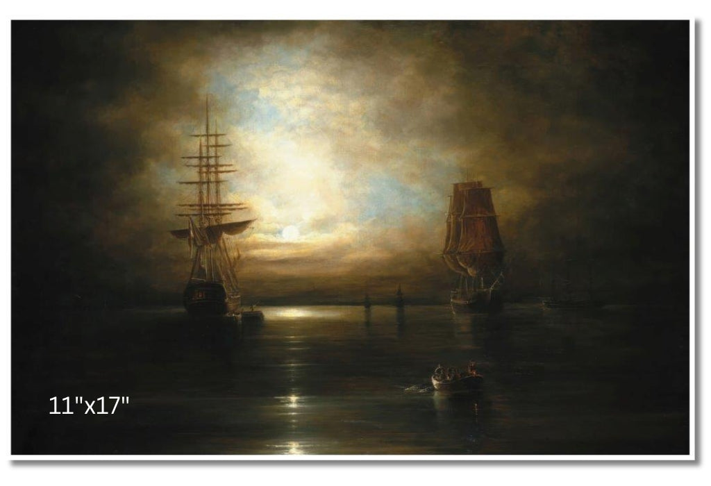 Moonlight, St. Lawrence | Cornelius Krieghoff | Oil On Canvas