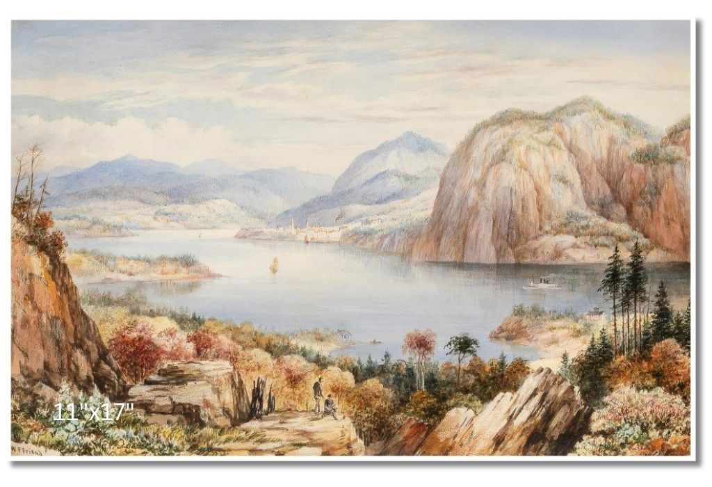 View Of A River With Paddle Steamer And Town In The Distance | Washington Friend | Watercolour