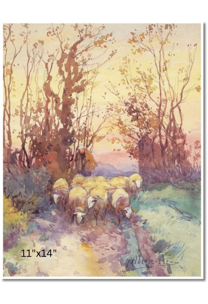Taking The Flock Home | Frederick Charles Vipond Ede | Watercolour