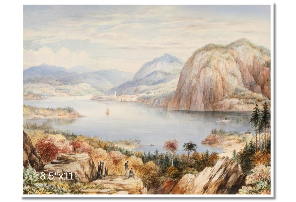 View Of A River With Paddle Steamer And Town In The Distance | Washington Friend | Watercolour