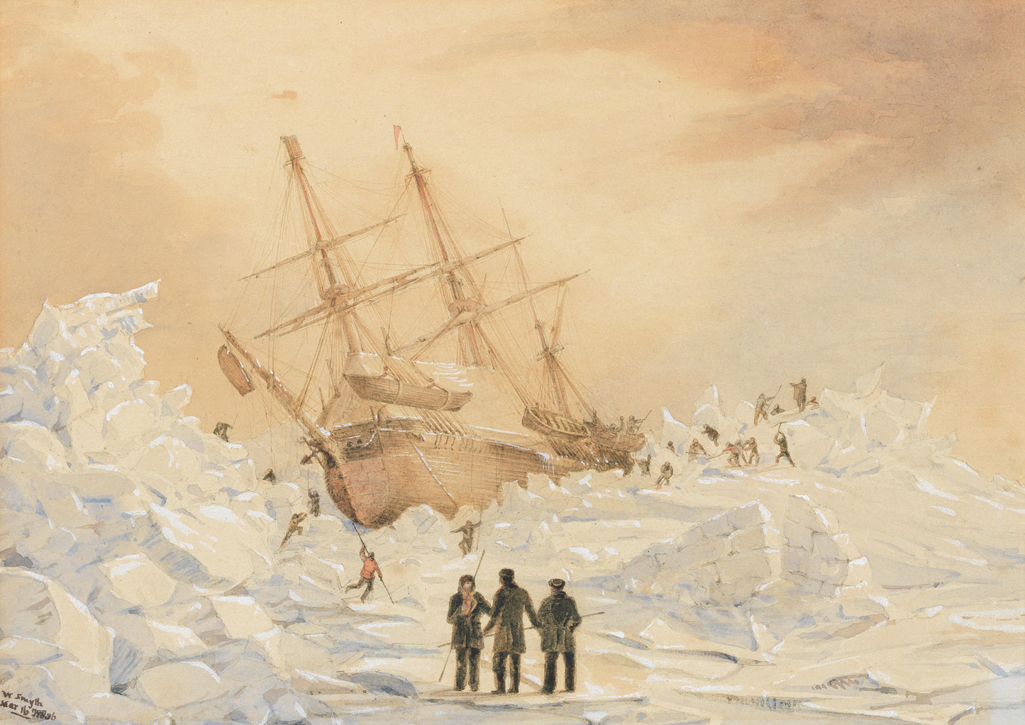 HMS Terror Trapped In Pack Ice In The Frozen Straight | William Smyth | Watercolour