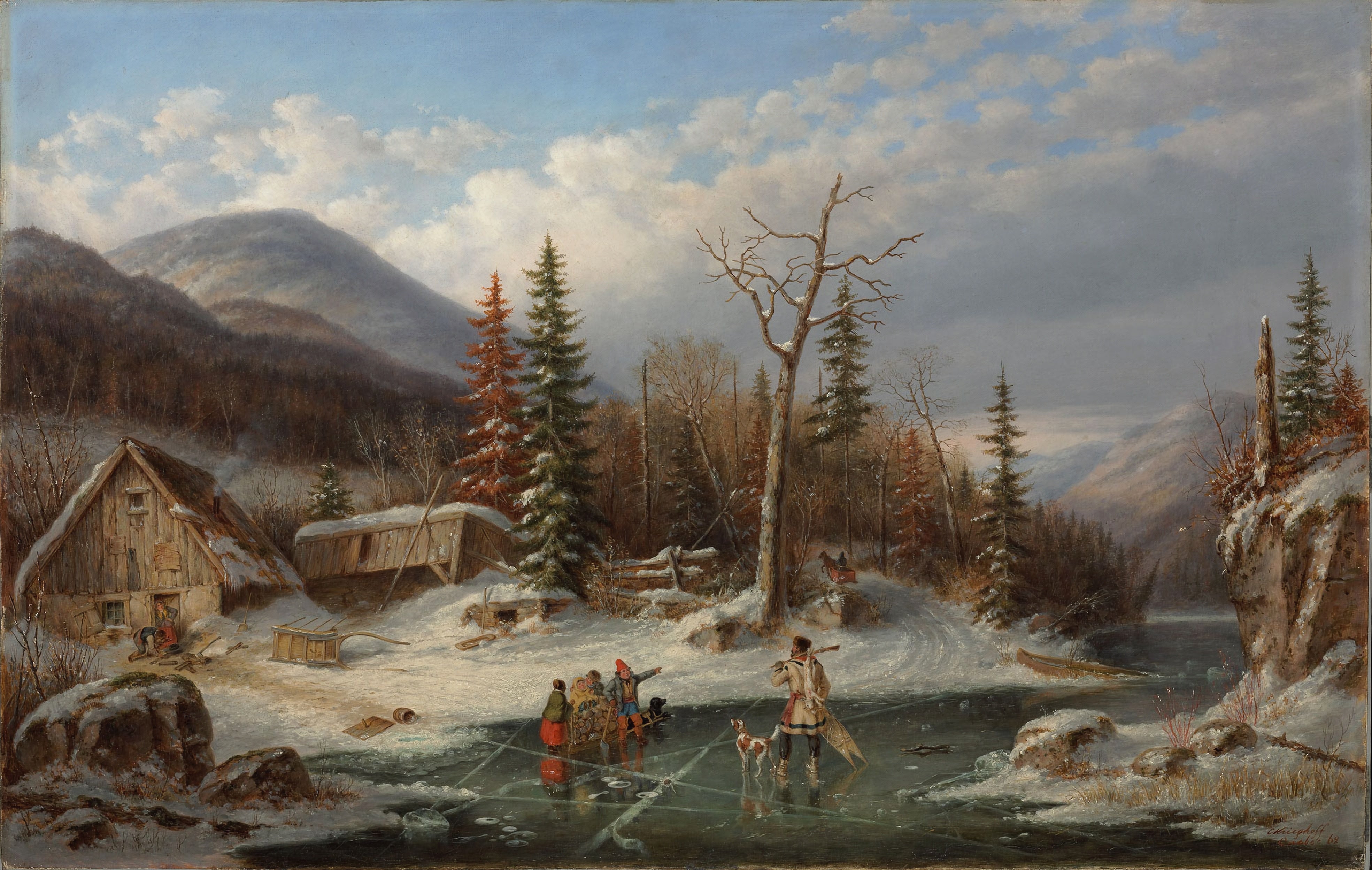 Winter Landscape, Laval, 1862 | Cornelius Krieghoff | Oil On